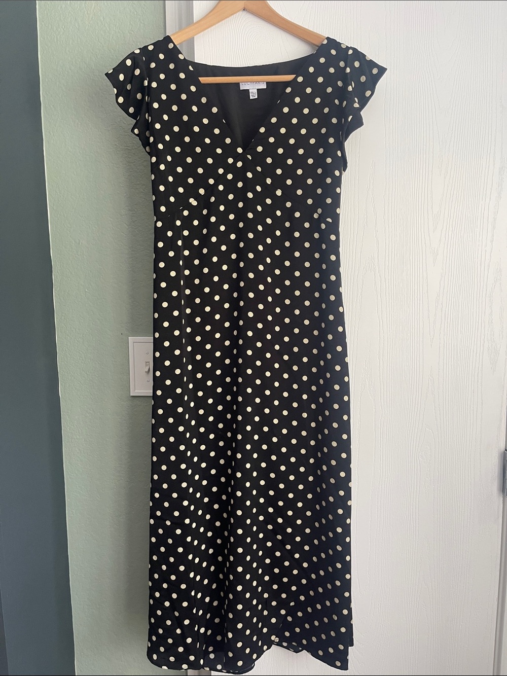 Lucy Paris Black Polka Dot Dress empire waist with V-Neck